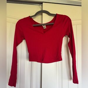 Bozzolo Red V-Neck Crop Top